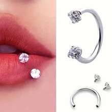 1 pezzo Anello a forma di C elegante e seducente in acciaio inossidabile per labbra, naso, piercing semplice per il corpo come regalo per feste e vacanze