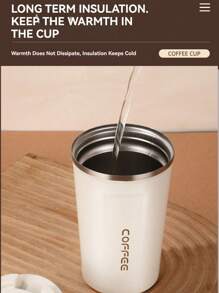 1 pieza/380ML/510ML Taza de café reutilizable de acero inoxidable, taza de viaje portátil, botella de agua aislada a prueba de fugas, apta para la oficina y el automóvil