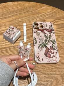 Boho Chic Squirrels 1pc Chất liệu TPU mờ Bảo vệ toàn diện cho điện thoại với họa tiết sóc và hạt dễ thương, Bộ 4 trong 1 bao gồm cáp sạc, đầu sạc và dây buộc cáp, Tương thích với IPhone 7/8/7P/8P/X/XR/XS Max/11/11Pro/11ProMax/12/12Pro/12Mini/12ProMax/13/13Pro/13ProMax/14/14Pro/14ProMax/14Plus/15/15Pro/15ProMax/15Plus/16/16Pro/16Plus/16ProMax - Nhiều màu - Xem 6