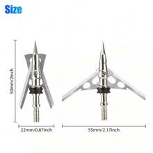 24PCS Hunting Arrowhead 100 Grain Archery Broadheads 2" Dia Expandable Compound Crossbow Longbow Recurve W/2 Blade - Silver - View 8
