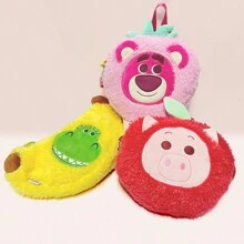 Miniso Disney Hamm Fruit Market Series Apple Plush Crossbody Bag - Fluffy Texture Character Embroidery Adjustable Strap For Daily Outings & Casual Storage (1 PC)