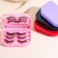 1pc False Eyelashes Storage Box, 3 Layer False Eyelash Travel Case Fake Eye Lash Organizer With Mirror Can Store-Dustproof-Dirtproof - Multicolor - View 1