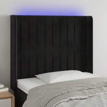 Tête de lit moderne en velours - Cadre de lit à hauteur réglable avec éclairage coloré pour une décoration de chambre à coucher élégante - Noir 103x16x118/128 cm