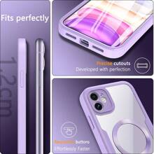 Hadaasi 1个紫色磁吸保护壳，内置屏幕保护膜，[兼容无线充电] 360°全方位防震手机壳 [亲肤材质，防滑设计] 防刮手机壳，兼容 17 Pro/17 Pro Max/Apple Air/17和Galaxy S25 Ultra - 紫色 - 查看 8