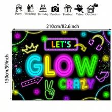 霓虹灯派对装饰、夜光背景、夜光横幅、生日摄影背景、泼墨喷绘、黑光照片亭 - 黑色 - 查看 10