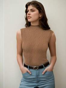 Europejski i amerykański styl Nowa jednokolorowa, szczupła wewnętrzna góra dzianinowa kamizelka