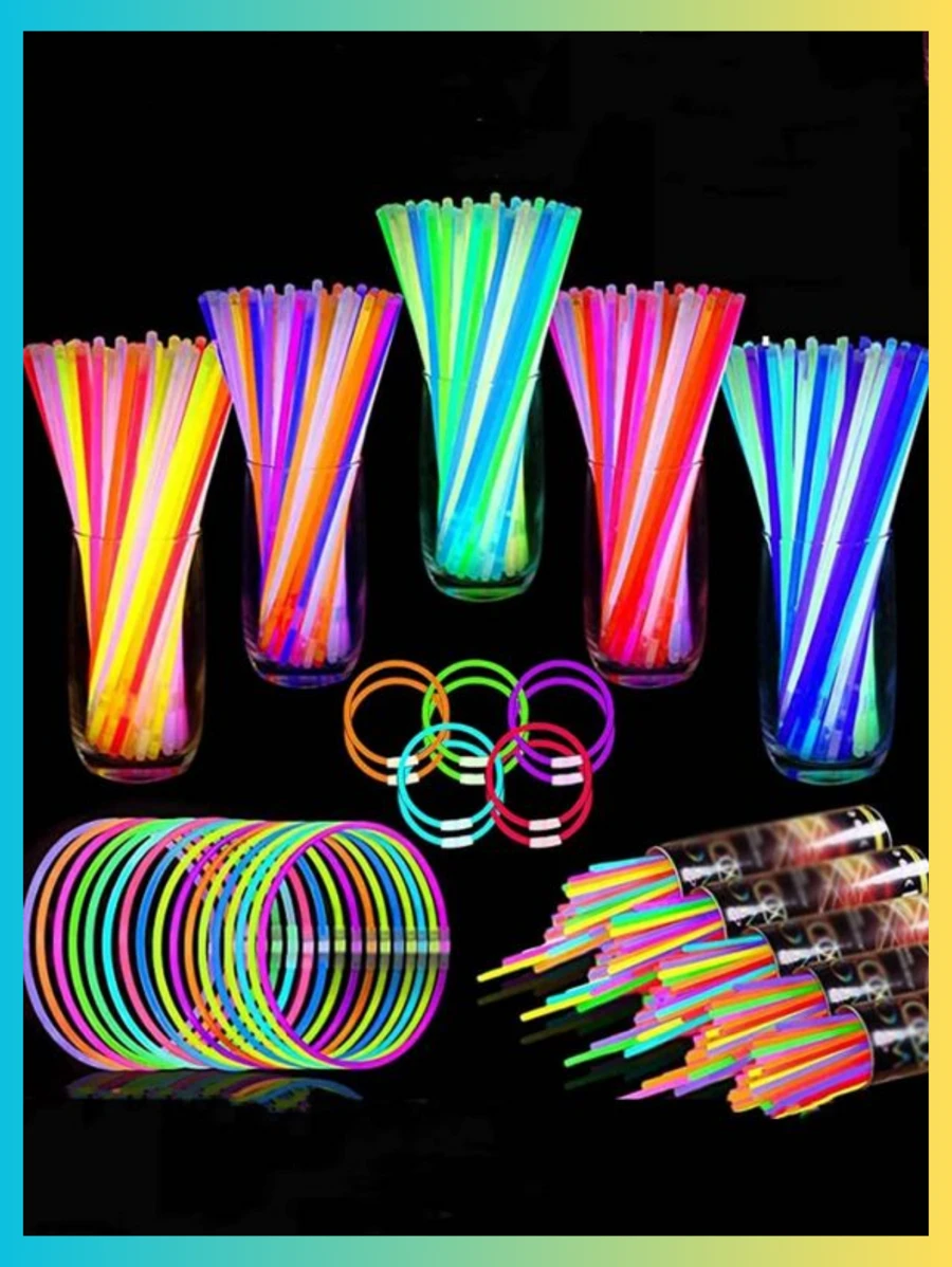 100 Pulseras Neón Luminosas Brillan en la Oscuridad - Multicolor - Ver 1