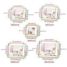 1pc Transverse Black Metal Photo Frame, Photo Desktop Decorative Frame, Acrylic Transparent Stand Photo Frame, Fall Farmhouse Room Decor