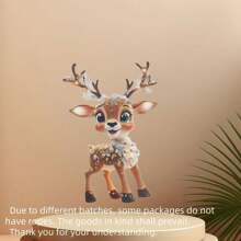 2 件圣诞节新款亚克力驯鹿和圣诞树平板汽车后视镜挂饰、家居装饰、圣诞装饰、礼物、派对礼品、精致礼物 - 彩色 - 查看 7