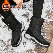 Winter Men's Long Plush Snow Boots, Outdoor Anti Slip And Waterproof Snow Tactical Boots, And Warm Hiking Cotton Boots. - màu đen - Xem 8