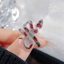 Anillo de moda con forma de serpiente, accesorio de moda elegante y sencillo con acabado brillante para mujer, joya versátil