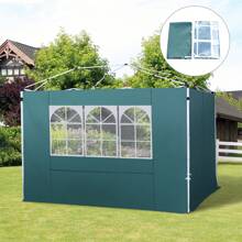 Outsunny 3 Meters Gazebo Replaceable Exchangeable Side Panel Wall Panels Walls With Window 3 Colours - Green - View 1