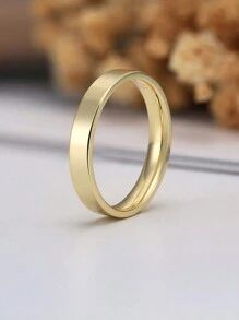 1枚简约优雅的925纯银/14K金/银永恒戒指，3毫米宽，光泽亮丽，适合日常佩戴，也适合生日派对、圣诞节、情侣戒指和周年纪念日礼物。