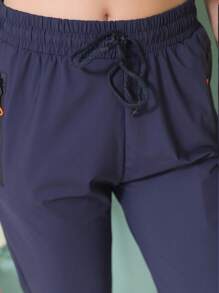 WOMEN'S PANTS, ELASTIC SPORTY - 寶藍色 - 查看 7
