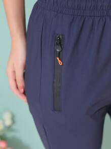 WOMEN'S PANTS, ELASTIC SPORTY - 寶藍色 - 查看 6