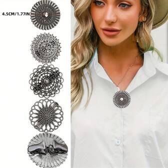 Bohemian Viking Vintage Metal Sweater Clips, Scarf Spänne, Collared Shirt Brosch, Non-Slip Cardigan Pins, Fashion Trefärgade knappar