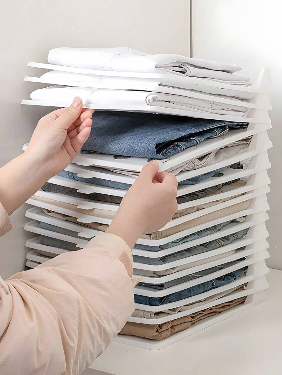 10 tấm ván gấp đa năng - Chất liệu PP, Giải pháp lưu trữ áo phông và áo sơ mi chống nhăn, Tấm ván gấp, Lưu trữ và sắp xếp quần áo bằng nhựa, Giá lưu trữ tấm ván gấp, Tấm ván gấp rộng, Nhựa, Không thấm nước, Tổ chức lưu trữ đa chức năng, Đồ dùng thiết yếu trong phòng ngủ và ký túc xá, Tấm ván gấp quần và áo sơ mi tiết kiệm không gian, Bộ chia lưu trữ bằng nhựa, Tổ chức tủ quần áo hiệu quả và Tổ chức quần áo - trắng - Xem 1