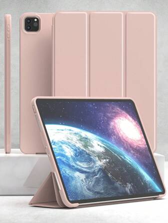 1pc Tablet Protective Case Compatible With IPad, Soft Anti-Fall Protection, Ultra-Thin/Smart Stand/Auto-Wake Protective Case Compatible With TPU Leather Apple IPad Mini 4/5/6, 9.7/10.2/10.5 Inches, Air 4/5/6, 10th Gen, 10.9 Inches, Pro 11 Inches, Air 11(M2) , Air 13 And Pro 11(M4)-Pink