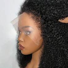 13x4 Deep Curly Lace Front Wig - Kinky Edges, Ventilated Afro Kinky Coily Hair, 180% Density, HD Transparent Lace, Natural Looking, Comfortable, Breathable, And Long-Lasting Hair Replacement Solution For Women - Natural & Black - View 5