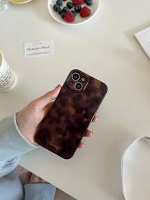 Retro Amber Leopard Print IPhone 15 Pro Max/IPhone 16 Phone Case, Minimalist Soft Silicone Protective Cover For IPhone 12 Pro, IPhone 14, IPhone 13, IPhone 17