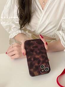 Retro Amber Leopard Print IPhone 15 Pro Max/IPhone 16 Phone Case, Minimalist Soft Silicone Protective Cover For IPhone 12 Pro, IPhone 14, IPhone 13, IPhone 17