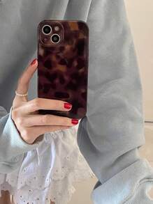 Retro Amber Leopard Print IPhone 15 Pro Max/IPhone 16 Phone Case, Minimalist Soft Silicone Protective Cover For IPhone 12 Pro, IPhone 14, IPhone 13, IPhone 17