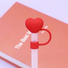 3/5pcs Multicolor Heart Shaped Reusable Silicone Drinking Straw Covers, Rhinestone Heart Design, Dust-Proof Straw Plug Caps, 10mm Straw Diameter, Suitable For Cups (Straws Not Included) For Valentine's Day - Multicolor - View 6