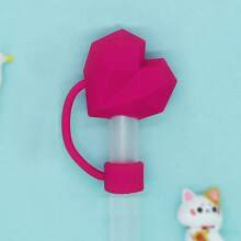 3/5pcs Multicolor Heart Shaped Reusable Silicone Drinking Straw Covers, Rhinestone Heart Design, Dust-Proof Straw Plug Caps, 10mm Straw Diameter, Suitable For Cups (Straws Not Included) For Valentine's Day - Multicolor - View 10