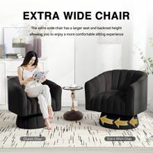 KORSER 360° Swivel Barrel Chair, Modern Velvet Accent Chair With Wide Upholstery, Mid-Century Round Swivel Armchair For Living Room & Bedroom,Multiple Sizes - màu đen - Xem 6