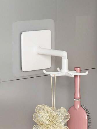 1pc Swivel Bathroom Hook, Multi-Functional Six-Claw Hook, No Need To Punch And Paste Plastic Cabinets, Retractable Kitchen Cutlery Storage Rack