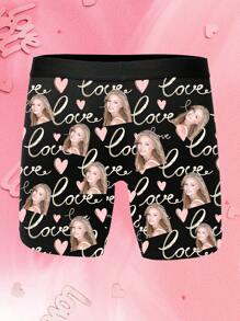 Valentine's Day Gift Personalized Boxer Briefs - Unique Face Photo Printing Underwear ,Ultra-Comfy, High-Elastic Underpants For Men - Perfect Romantic Gift For Boyfriend Or Husband,1pc