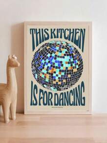 1pc Unframed Vintage Art Canvas Poster, Disco Ball Print "This Kitchen Is For Dancing" - Ideal Retro Wall Art And Decor For Bedroom, Living Room, Corridor, And Winter Decor Gifts Birthday Graduation