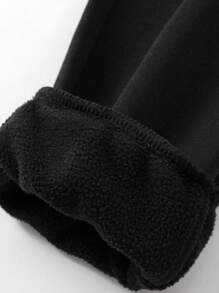 Balabala Tween 女童保暖内衬运动裤，保暖长裤，时尚简约，秋冬系列 - 黑色 - 查看 8