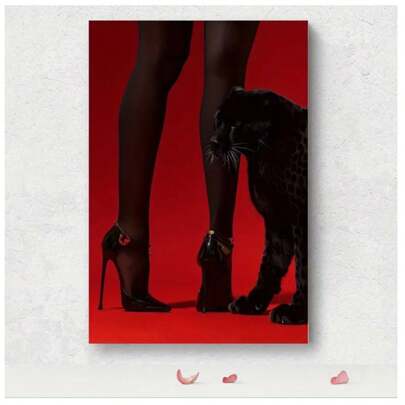 1 件壁画，长腿豹帆布印刷海报，生日派对装饰，母亲节新年复活节礼物，家庭客厅办公室墙壁装饰，完美的礼物和家居装饰无框