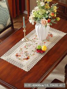 1 Peça Trilho de Mesa Bordado em Renda Vazada com Borlas, Tecido Metálico Brilhante 100% Poliéster, Bordado Delicado Solúvel em Água, Decoração Doméstica, Interno e Externo, Festa de Casamento - Multicolorido - Visão 6