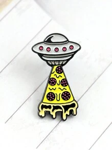 1pc Alien Spaceship/UFO Pizza Brooch - Multicolor - View 3