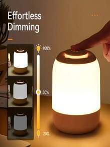 USB Rechargeable Mini Touch Night Light - Adjustable Brightness LED Bedside Lamp With 3 Color Options, Perfect For Reading & Home Decor