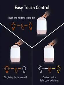 USB Rechargeable Mini Touch Night Light - Adjustable Brightness LED Bedside Lamp With 3 Color Options, Perfect For Reading & Home Decor