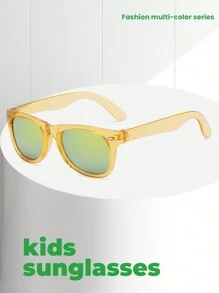 Fashion Children's Fashion Glasses Boys Girls Transparent Color Reflective Frame Rivet Micro-Grain Eyeglasses