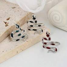 Anillo de moda con forma de serpiente, accesorio de moda elegante y sencillo con acabado brillante para mujer, joya versátil