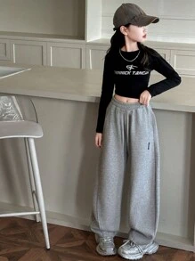 Girls Casual Loose Pants, Fashion Versatile Straight Leg Trousers For Tween Girl, Suitable For Autumn & Spring