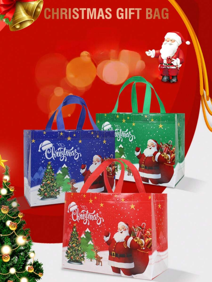 In Hình Giáng Sinh Hoạt Hình Dễ Thương Ông Già Noel Người Tuyết Dày Vải Không Dệt Túi Tote Giáng Sinh Trang Trí Giáng Sinh Đồ Dùng Trang Trí Giáng Sinh Túi Giáng Sinh Quà Tặng Giáng Sinh - Xem 1