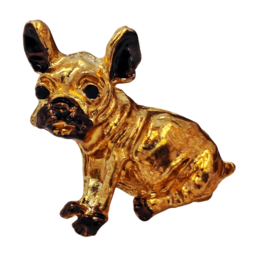 Antique Enamel French Bull Dog Lapel Pin Brooch Pet Lovers Clip Jewelry - 銅色 - 查看 1