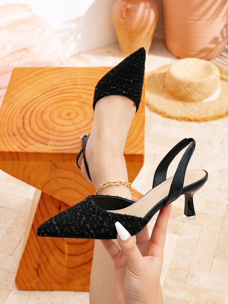 Plus Size Wide Width High Heel Shoes, Fashion Casual Versatile Commuting Mid Heel Women Shoes