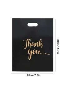 30pcs Reusable Black Gift Bags, Shopping Totes, Flat Paper Bags, Plastic Carrier Bags, Ideal For Favor Gifts, Holiday Parties, Shops & Boutiques - Popular Gift Bags For Retail & Grocery Businesses
