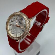 RELOJ ZOEA CON PIEDRA TIPO DIAMANTES PARA DAMA , RELOJ SUMERGIBLE CAUCHO PARA MUJER CON BRILLOS