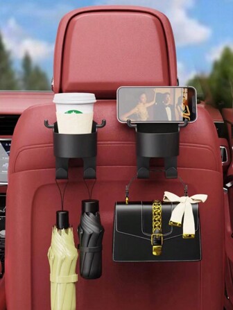 1pc Multi-Functional Car Mounted Hook, Cup Holder, Phone Holder, Essential Car AccessoryFor Women Storage Organizer Travel Essentials Back To School Dormitory Storage