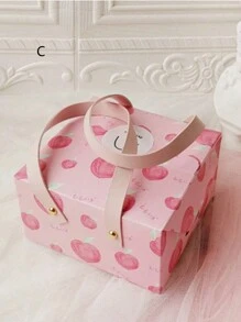 1 pieza Caja de regalo con forma de bolso en color melocotón, caja de presentación de recuerdo de boda/cumpleaños