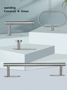 4pcs Stainless Steel Towel Rings, Bathroom Towel Bar Set, Bathroom Accessories Include Towel Rack, Toilet Paper Holder, Suitable For Home & Bathroom