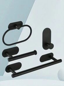 4pcs Stainless Steel Towel Rings, Bathroom Towel Bar Set, Bathroom Accessories Include Towel Rack, Toilet Paper Holder, Suitable For Home & Bathroom